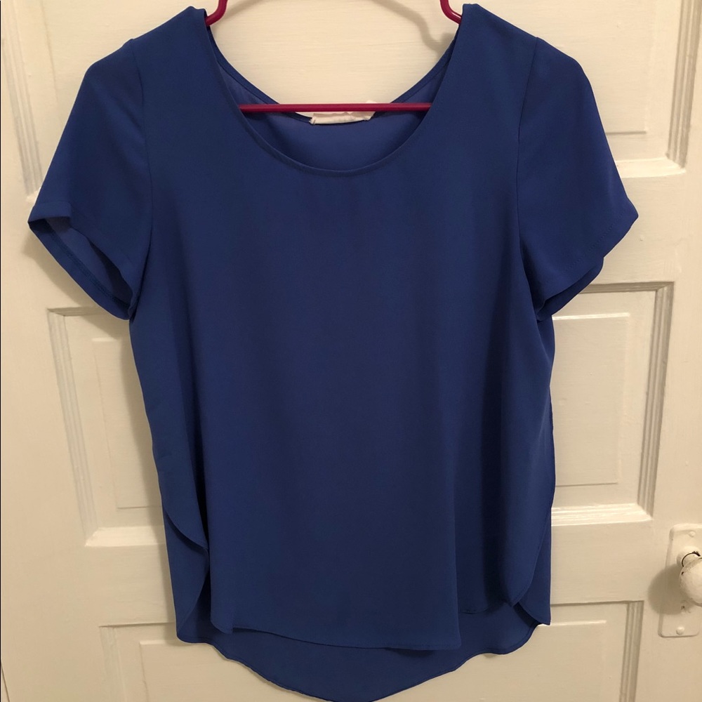 Blue silky top